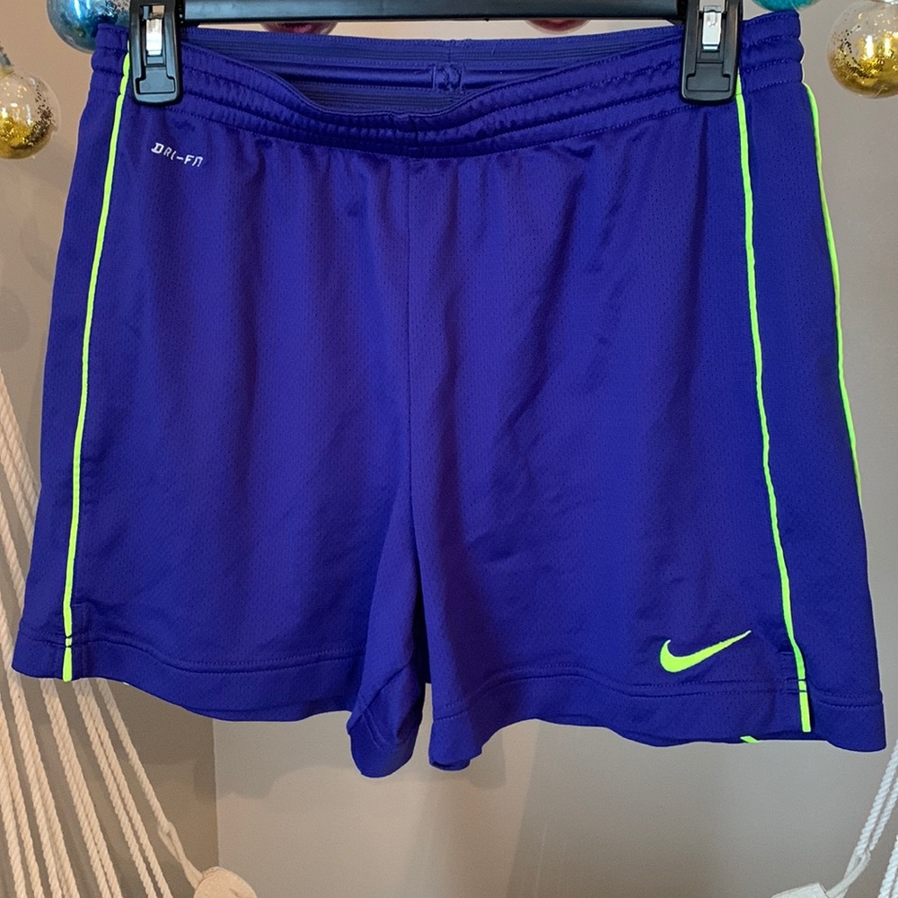 Nike- women’s-Medium Blue/ Neon Green dri-fit short